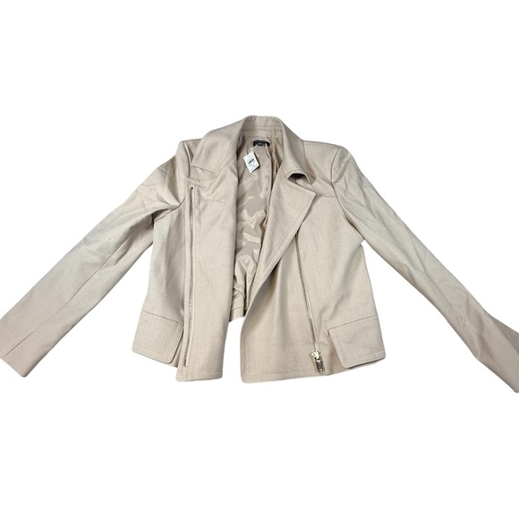 LOFT Ann Taylor Jacket Womens Size 14 Beige Long Sleeve Full Zip Collared - Picture 3 of 5